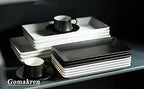 Black Serving Platters 10 Inch Rectangular Serving Dishes Set of 4 in Black, alternate view 7