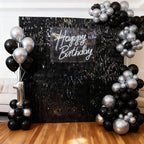 Black Shimmer Square Sequin Wall Panel Backdrop Decoration for Wedding, Anniversary, Birthday, Party, Photo