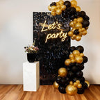 Black Shimmer Wall Backdrop 12 Panels Cover 4 x 3 Ft, Photo Backdrops for Wedding, Anniversary, Birthday, Party