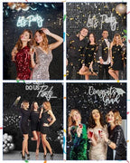 Black Shimmer Wall Backdrop 12 Panels Cover 4 x 3 Ft, Photo Backdrops for Wedding, Anniversary, Birthday, Party, alternate
