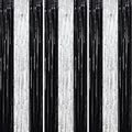 Black Silver Foil Fringe Backdrop Curtains,3.3x8.2ft, 3 Pack in 3.3x8.2ft
