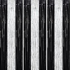 Black Silver Foil Fringe Backdrop Curtains,3.3x8.2ft, 3 Pack in 3.3x8.2ft