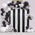 Black Silver Foil Fringe Backdrop Curtains,3.3x8.2ft, 3 Pack in 3.3x8.2ft, alternate view 7