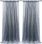 Black Silver Sequin Backdrop Curtain 2 Panels 2FTx8FT Glitter Black Silver Background Drapes Sparkle Photography