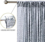 Black Silver Sequin Backdrop Curtain 2 Panels 2FTx8FT Glitter Black Silver Background Drapes Sparkle Photography, alternate