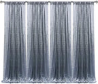 Black Silver Sequin Backdrop Curtain 4 Panels 2FTx8FT Glitter Black Silver Background Drapes Sparkle Photography