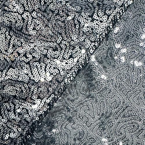 Black Silver Sequin Backdrop Curtain 4 Panels 2FTx8FT Glitter Black Silver Background Drapes Sparkle Photography, alternate
