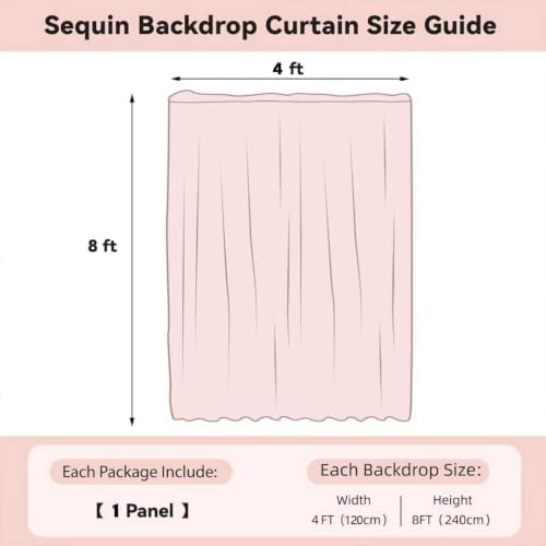Black Silver Sequin Backdrop Curtain 4FTx8FT Glitter Black Background Drapes Sparkle Photography Backdrop for, alternate view