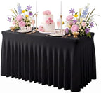 Black Spandex Tablecloth for 4FT Rectangle Tables, Table Skirt