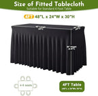 Black Spandex Tablecloth for 4FT Rectangle Tables, Table Skirt, alternate view 2