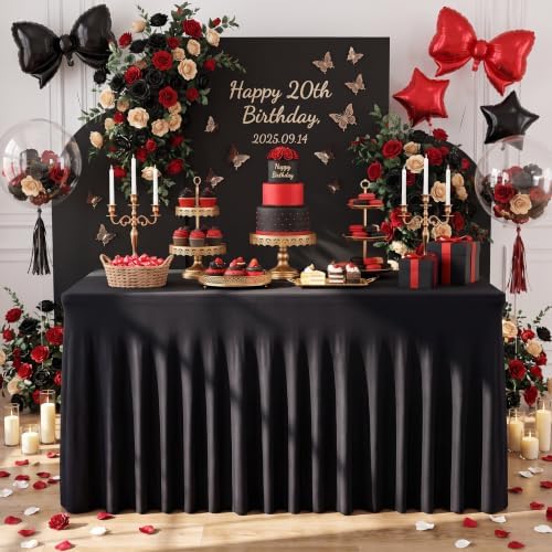 Black Spandex Tablecloth for 4FT Rectangle Tables, Table Skirt, alternate view 6