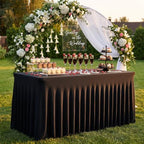 Black Spandex Tablecloth for 4FT Rectangle Tables, Table Skirt, alternate view 7