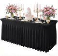 Black Spandex Tablecloth for 6FT Rectangle Tables, Table Skirt