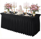Black Spandex Tablecloth for 6FT Rectangle Tables, Table Skirt