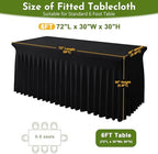 Black Spandex Tablecloth for 6FT Rectangle Tables, Table Skirt, alternate view 2
