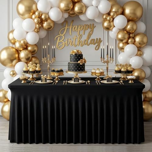 Black Spandex Tablecloth for 6FT Rectangle Tables, Table Skirt, alternate view 4