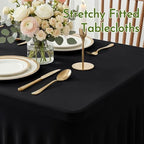 Black Spandex Tablecloth for 6FT Rectangle Tables, Table Skirt, alternate view 5