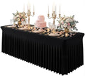 Black Spandex Tablecloth for 8FT Rectangle Tables, Table Skirt