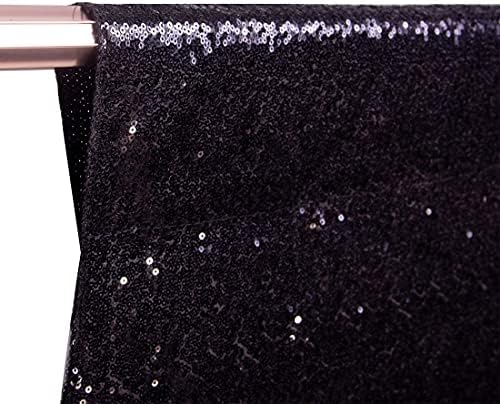 Black Sparkly Satin Sequin Backdrop Curtain 10FT x 10FT in 10FT X 10FT in Black, alternate view 6