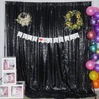 Black Sparkly Satin Sequin Backdrop Curtain 6FT x 8FT in 6FT X 8FT in Black, alternate view 5