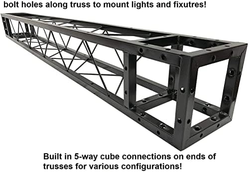Black Square Metal Arch Truss 8 Ft. Width 7 ft. Height Portable DJ Lighting System Mobile Simple Bolt, alternate view 2