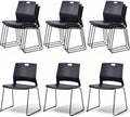 Black Stacking Chairs Set of 12, Plastic Waiting Room Guest Chairs