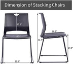 Black Stacking Chairs Set of 12, Plastic Waiting Room Guest Chairs, alternate view 3