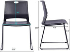 Black Stacking Chairs Set of 4, Plastic Waiting Room Guest Chairs, alternate view 3