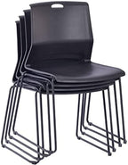 Black Stacking Chairs Set of 4, Plastic Waiting Room Guest Chairs, alternate view 4