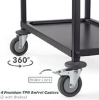 Black Stainless Steel Serving Cart, 3-Tier Rolling Utility Trolley (38"x20"x37"), Heavy Duty Painted Kitchen, alternate view