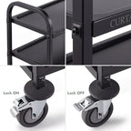 Black Stainless Steel Serving Cart, 3-Tier Rolling Utility Trolley (38"x20"x37"), Heavy Duty Painted Kitchen, alternate view