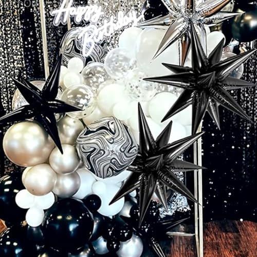 Black Star Spike Balloons 2pcs Explosion Foil Mylar Balloons in 2 PCS - 42 Inch in Black, alternate view 3
