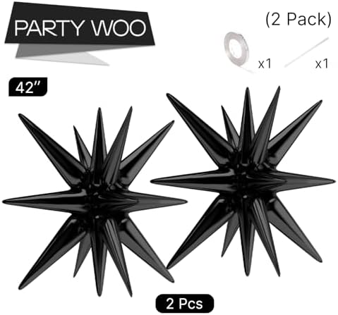 Black Star Spike Balloons 2pcs Explosion Foil Mylar Balloons in 2 PCS - 42 Inch in Black, alternate view 4