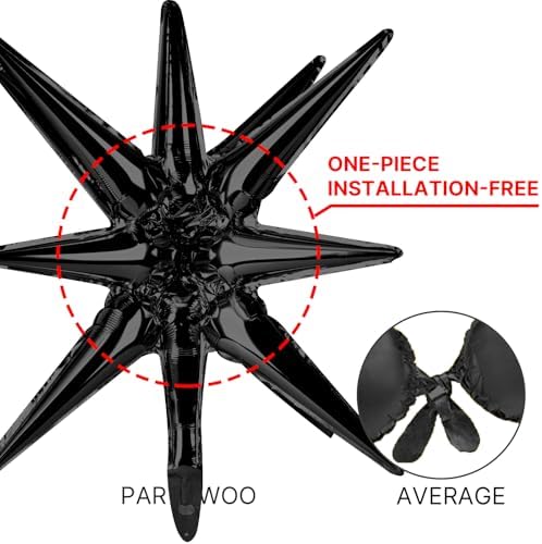 Black Star Spike Balloons 2pcs Explosion Foil Mylar Balloons in 2 PCS - 42 Inch in Black, alternate view 5
