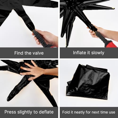 Black Star Spike Balloons 2pcs Explosion Foil Mylar Balloons in 2 PCS - 42 Inch in Black, alternate view 6
