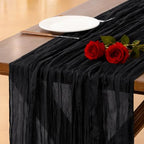 Black Table Runner Halloween Fall Cheesecloth Wedding Birthday Party Decor