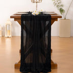 Black Table Runner Halloween Fall Cheesecloth Wedding Birthday Party Decor, alternate view 2