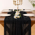 Black Table Runner Halloween Fall Cheesecloth Wedding Birthday Party Decor, alternate view 6