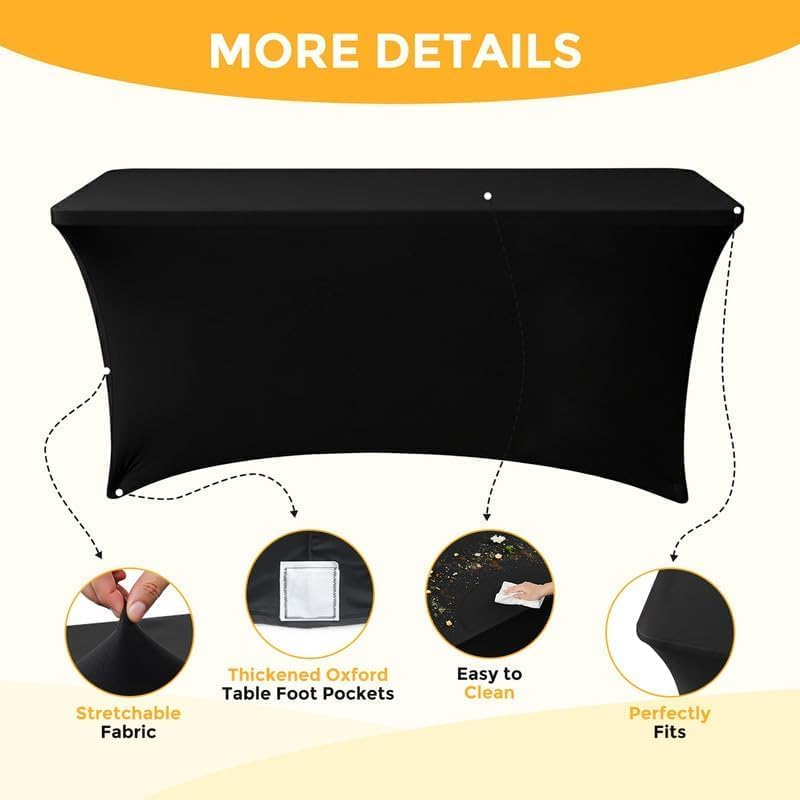 Black Tablecloths 96x30 Inch Table Cloths for 8 Foot Rectangle Tables, Wrinkle Resistant Washable Rectangular, alternate view