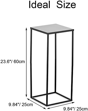Black Tall Plant Stand: 23.6in, With Metal Panel, Packs of 2 in Black-2PSC, alternate view 3