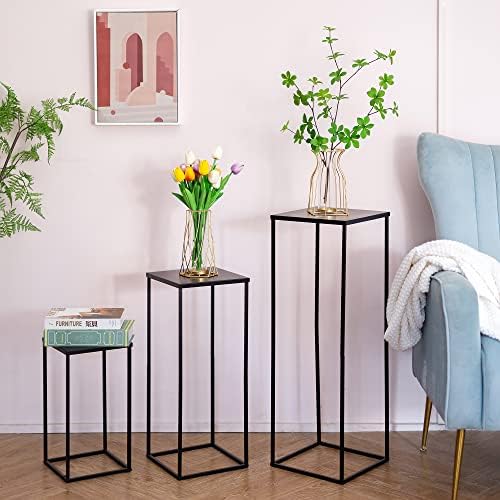 Black Tall Plant Stand: 23.6in, With Metal Panel, Packs of 2 in Black-2PSC, alternate view 5
