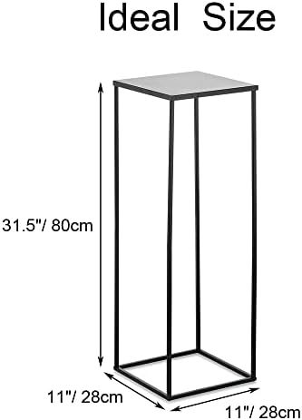 Black Tall Plant Stand: 31.5in, With Metal Panel, Packs of 2 in Black-2PSC, alternate view 3