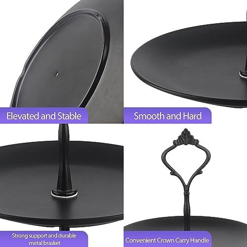Black Tiered Dessert Serving Tray for Kid's Party Supplies Favors 3 Tier Cupcake Cake Stand for Birthday Tea, alternate view