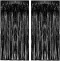 Black Tinsel Backdrop Curtain - Tinsel Curtain Party Backdrop Streamers for Wizard Birthdays/Stranger