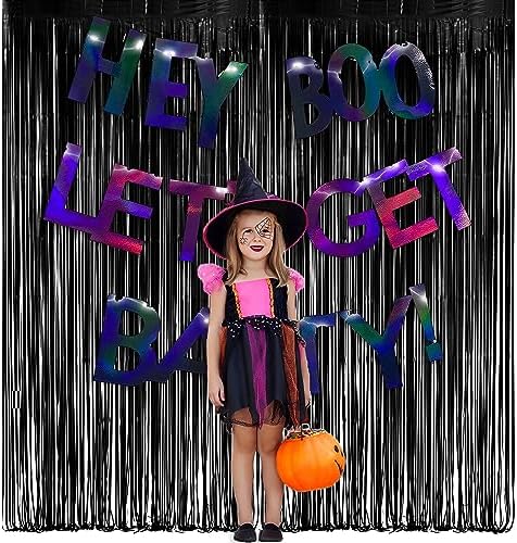 Black Tinsel Backdrop Curtain - Tinsel Curtain Party Backdrop Streamers for Wizard Birthdays/Stranger, alternate view 5