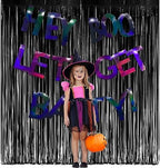 Black Tinsel Backdrop Curtain - Tinsel Curtain Party Backdrop Streamers for Wizard Birthdays/Stranger, alternate view 5