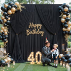 Black Tulle Backdrop Curtain for Parties Wedding,30ft x 10ft Wrinkle Free Curtain Backdrop,2 Layer Drapes for, alternate view