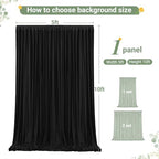 Black Tulle Backdrop Curtain for Parties Wedding,5ft x 10ft Wrinkle Free Curtain Backdrop,2 Layer Drapes for, alternate view