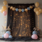 Black Tulle Backdrop Curtain with Lights for Decor, 10x8FT in 10x8FT, alternate view 4