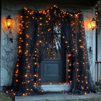 Black Tulle Backdrop Curtain with Lights for Decor, 10x8FT in 10x8FT, alternate view 6